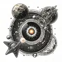 Space. super nova. black holes. time. alchemy. science. atoms tattoo design idea