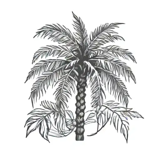 olive leaves and palm tree tattoo design idea