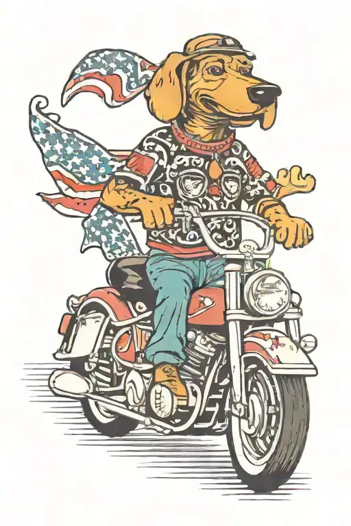 hot dog riding a motorcycle riding tattoo design idea