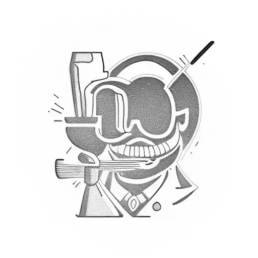 Bartender's silhouette in front of a bar tattoo design idea