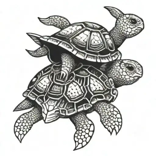 Turtle kicks Rabbit tattoo design idea