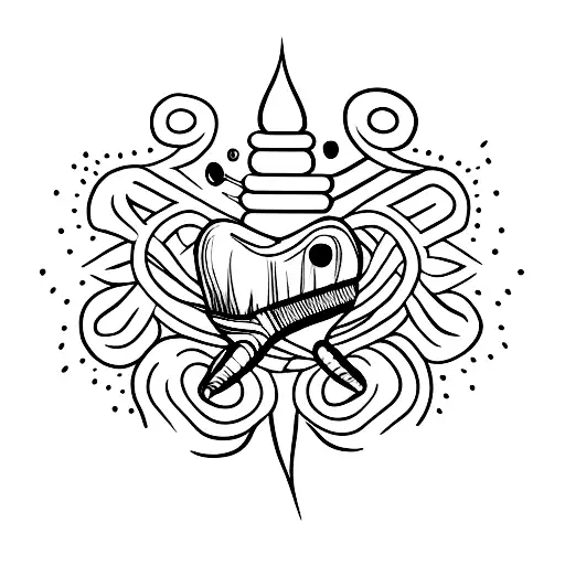 A tooth with paintbrush strokes as its texture tattoo design idea