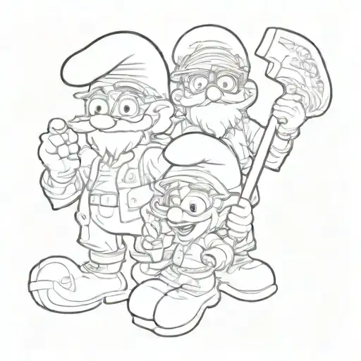 papa smurf  smurfett and tazz the Tasmanian deveil as family  tattoo design idea