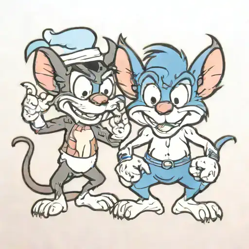 Tazmanian devil and the smurfs tattoo design idea