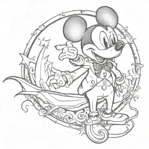 mickey mouse tuxedo and bat tattoo design idea