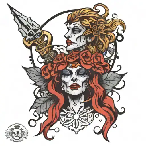 smile now cry later with a LLBF with a halo on top  tattoo design idea