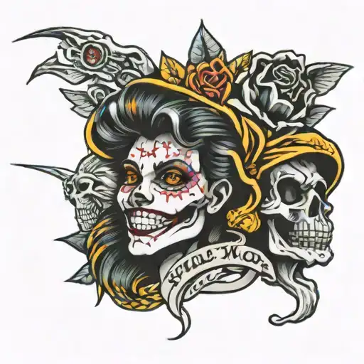 smile now cry later with LLBF eith halo on top  tattoo design idea