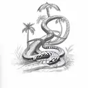 python snake climbing coconut tree  tattoo design idea