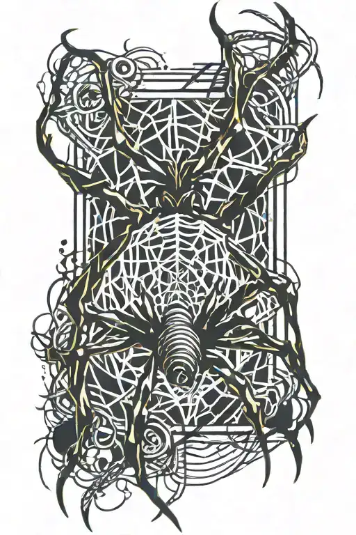 hunter x hunter spider with abstract webbing background tattoo design idea