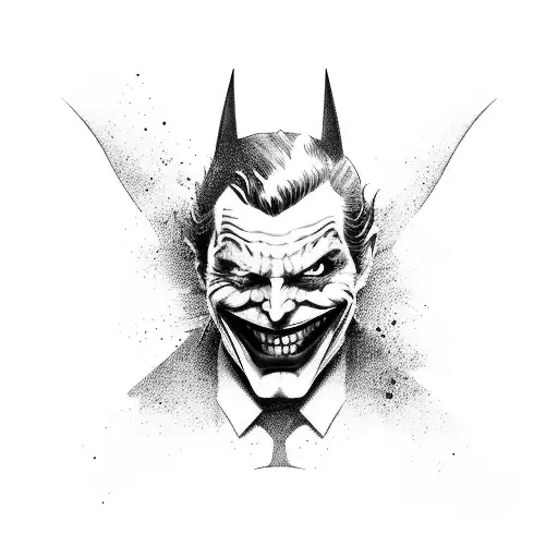 Joker and Batman morphed tattoo design idea