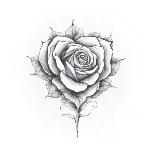 a heart laying on leafs of roses  tattoo design idea