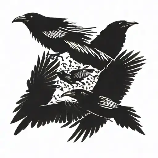 flock of crows flying tattoo design idea