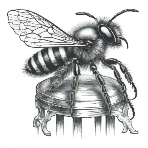 bee sitting on a bar stool   tattoo design idea