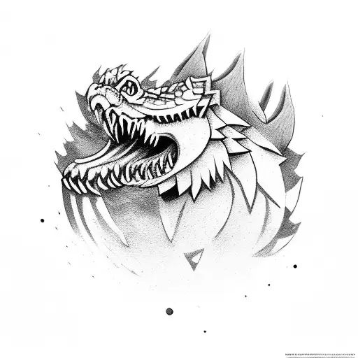 dragão lobo guerreira  tattoo design idea