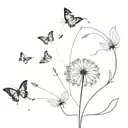 dandelion flower with two butterflies flying away from it tattoo design idea