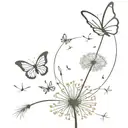 dandelion flower with two butterflies flying away from it tattoo design idea