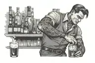 young bartender shaking drinks tattoo design idea