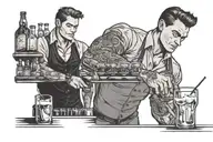 young bartender shaking drinks tattoo design idea