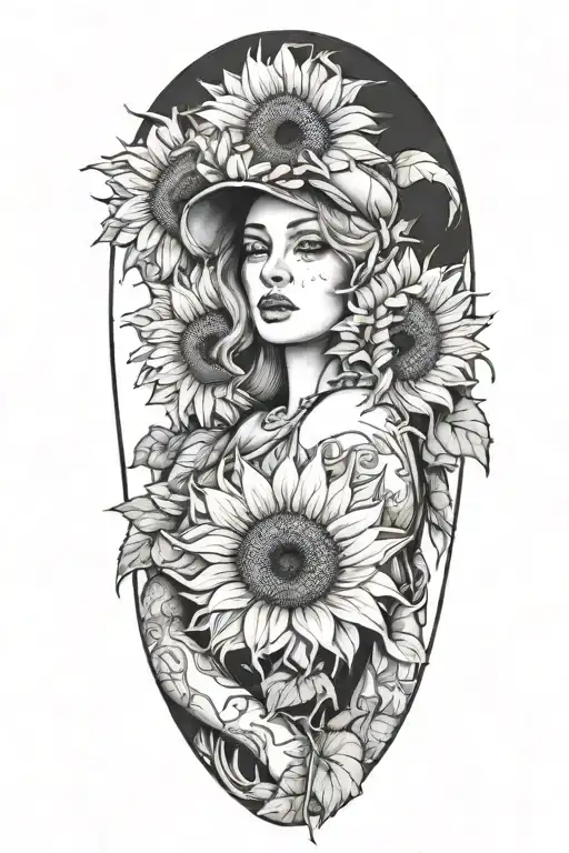 Softball pitcher with sunflowers, half sleeve design tattoo design idea