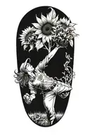A softball pitcher throwing a sunflower instead of a ball tattoo design idea