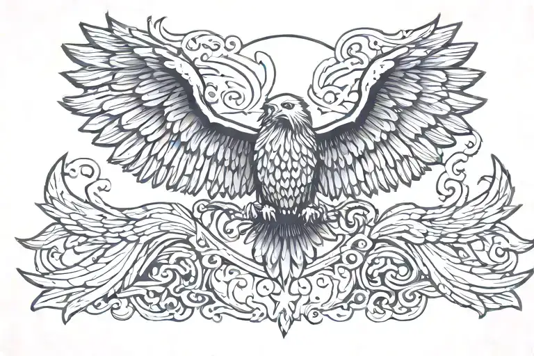 Angels and Demons, Eagle wings and Bat wings spread, 👑 and ✝️  tattoo design idea