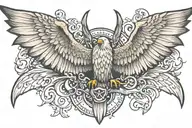 Angels and Demons, Eagle wings and Bat wings spread, 👑 and ✝️  tattoo design idea