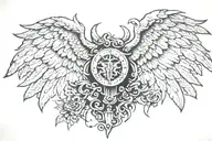 Angels and Demons, Eagle wings and Bat wings spread, 👑 and ✝️  tattoo design idea