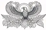 Angels and Demons, Eagle wings and Bat wings spread, 👑 and ✝️  tattoo design idea