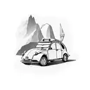 Citroen 2cv traveling around the globe in South America  tattoo design idea