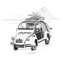 Citroen 2cv traveling around the globe in South America  tattoo design idea