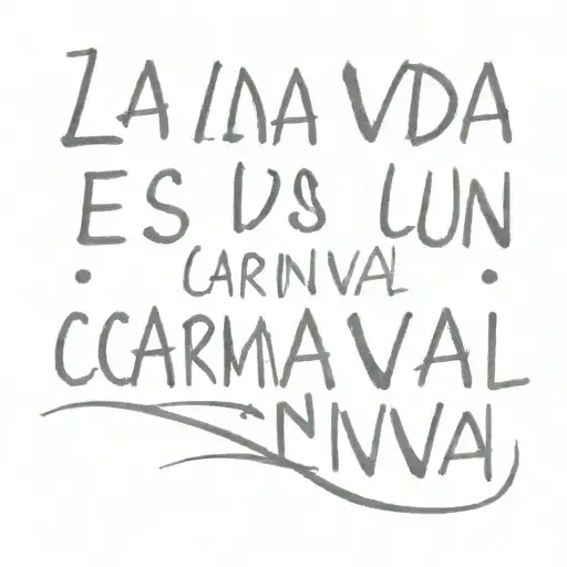 A minimalist text tattoo with the text 'La vida es un carnaval' on the back arm triceps tattoo design idea