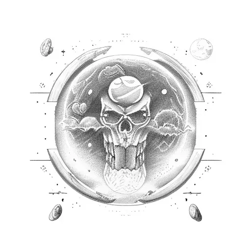 Een leeuw die brult naast een auto-ongeluk met een volle maan  tattoo design idea