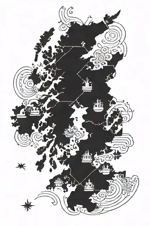 map of only scotland map tattoo design idea