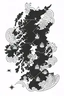 map of only scotland map tattoo design idea