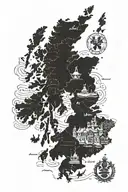 map of only scotland map tattoo design idea