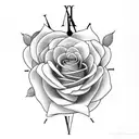 clock with roses tattoo design idea