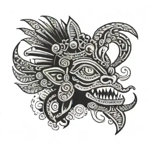 Aztec alien tattoo design idea
