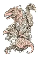 dinosaur, flamingo, dragon and owl watching on  tattoo design idea