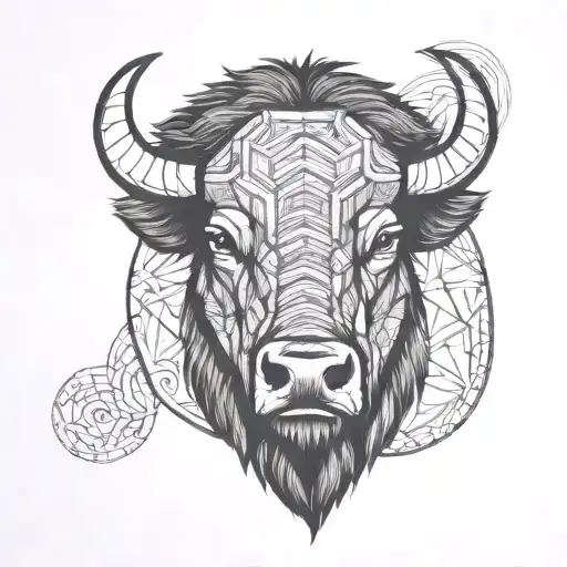 bison face tattoo design idea