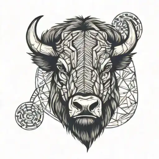 bison face tattoo design idea