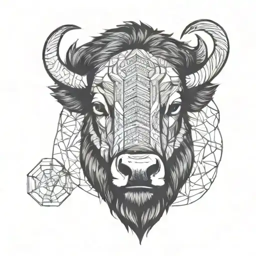 bison face tattoo design idea