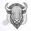 bison face tattoo design idea