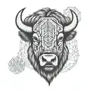bison face tattoo design idea