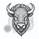 bison face tattoo design idea