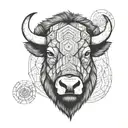 bison face tattoo design idea