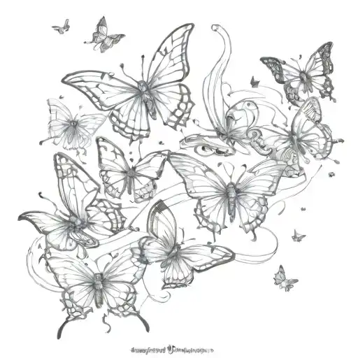 butterflies flying together tattoo design idea