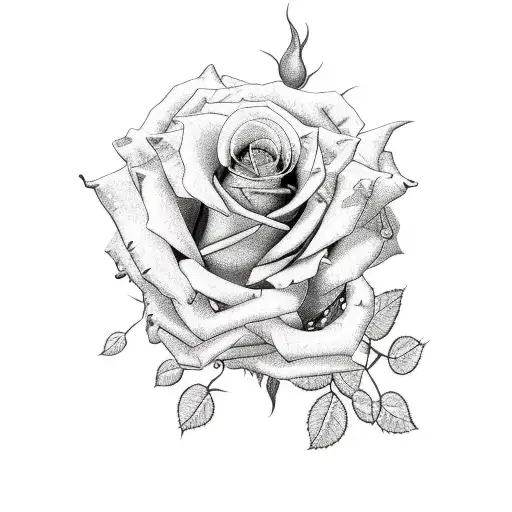 roses on thorny vines tattoo design idea