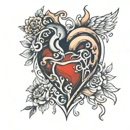143 inside a heart shape tattoo design idea