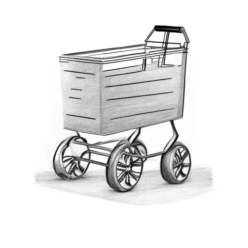 grocery cart with shoes as wheels tattoo design idea