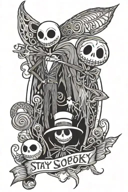 Stay spooky, Zero and jack from nightmare before Christmas tattoo design idea
